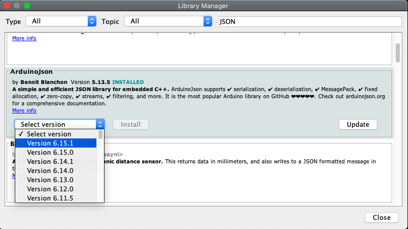 Arduino JSON version